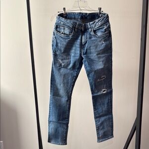 Buffalo David Bitton Slim Blue Jeans with Distressed Detail